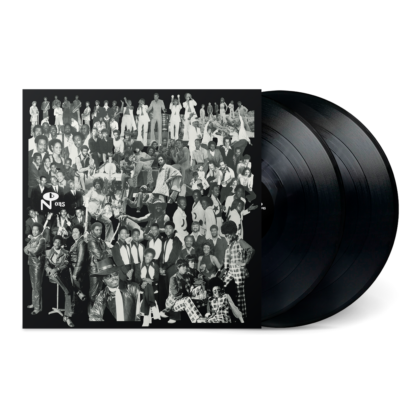Minibus vinyl record set with black-and-white collage cover featuring numerous vintage music artists and performers