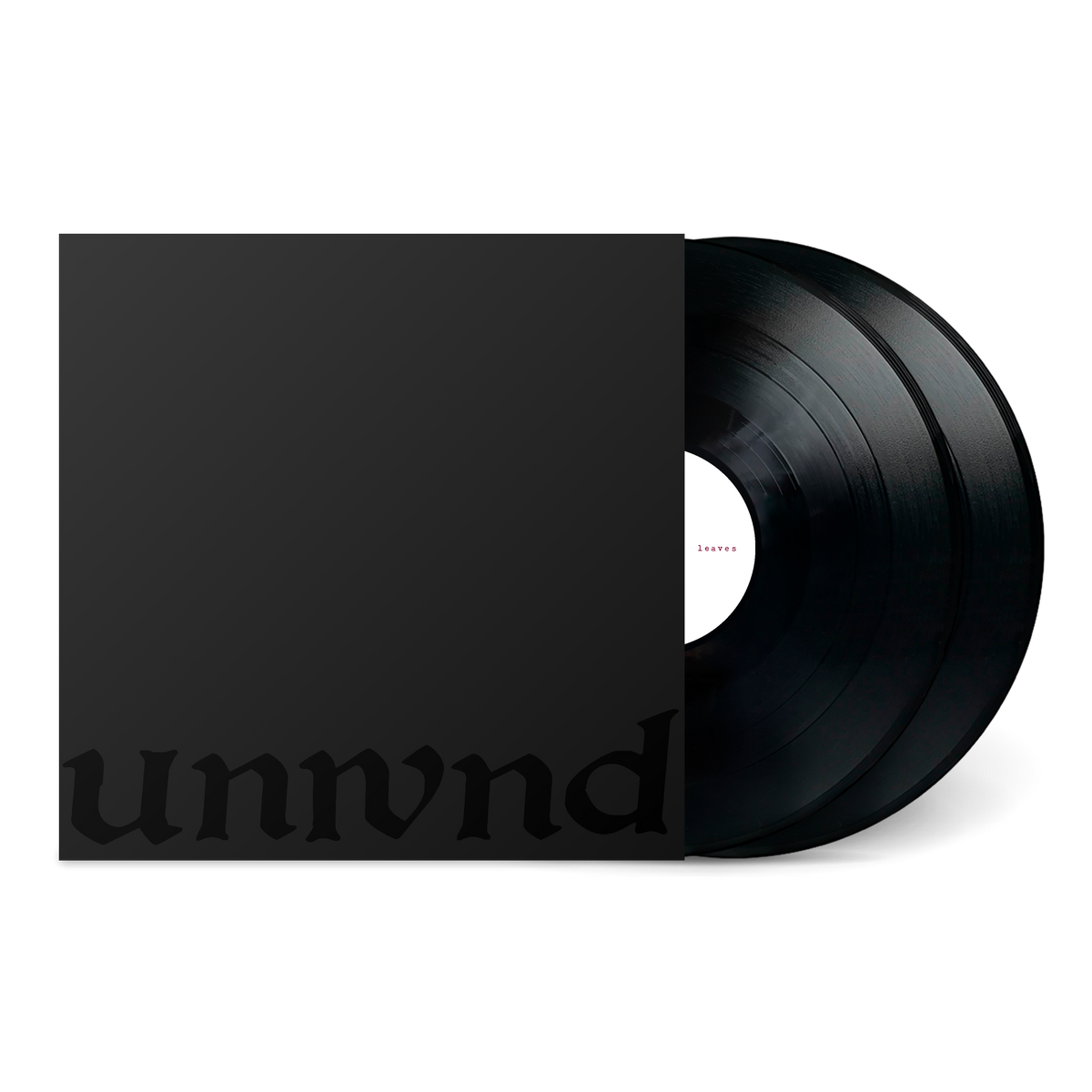 Black vinyl record set titled Leaves Turn Inside You with minimalist dark cover art and subtle lettering