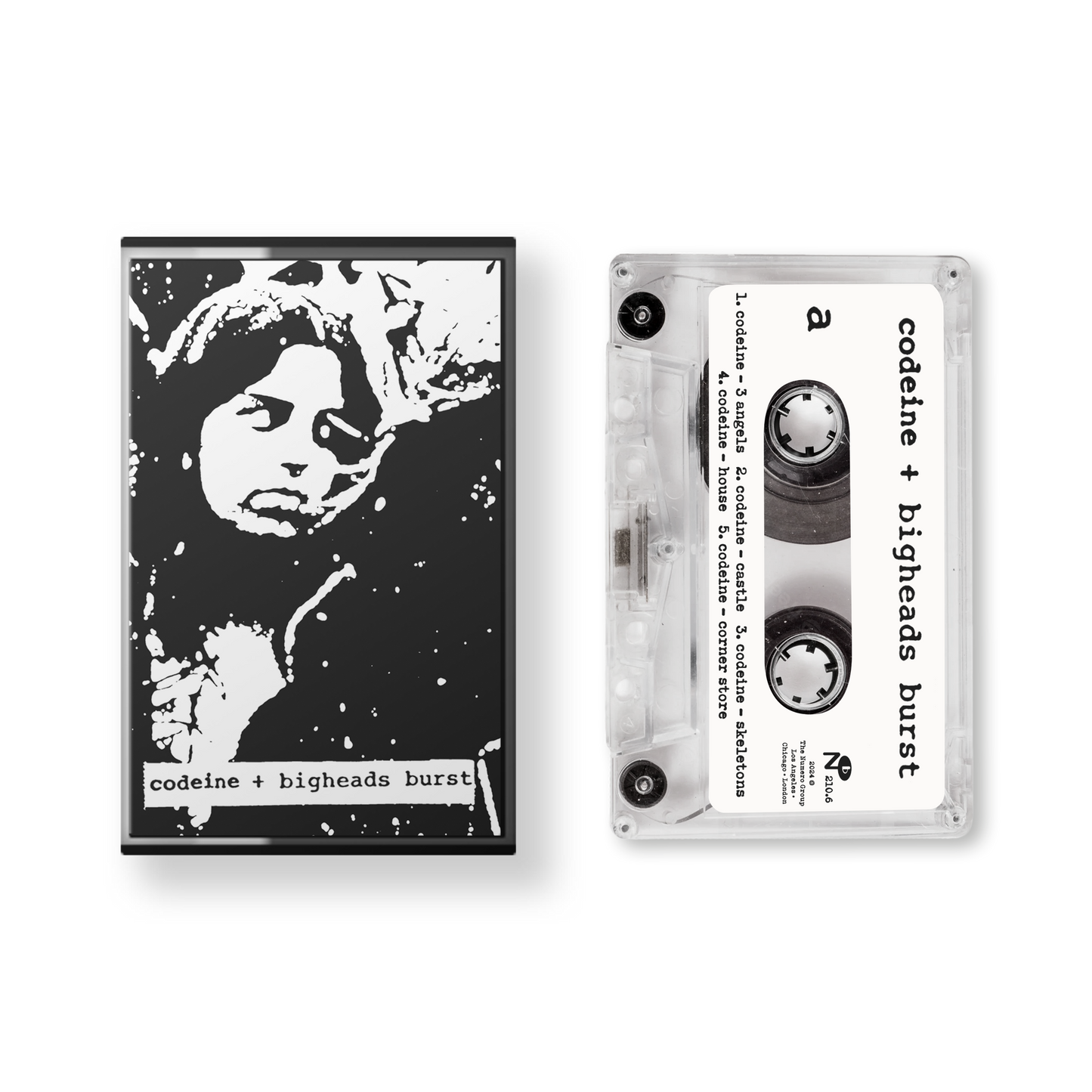 Bigheads Burst cassette tape with black and white cover art featuring a child's face in high contrast design.