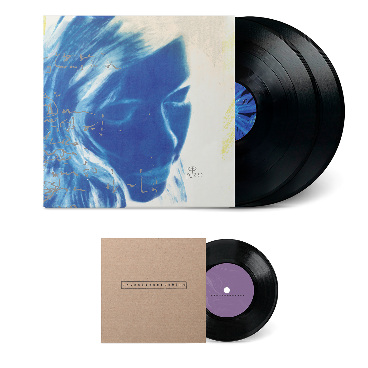 Bloweyelashwish deluxe vinyl bundle featuring blue artistic cover and additional rare 7-inch record with kraft sleeve