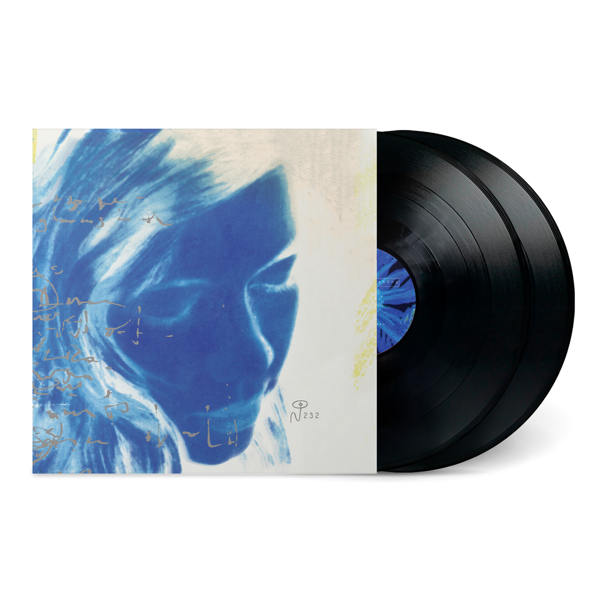 Bloweyelashwish features a vinyl record with a blue monochrome artistic portrait on the cover and two black discs visible.