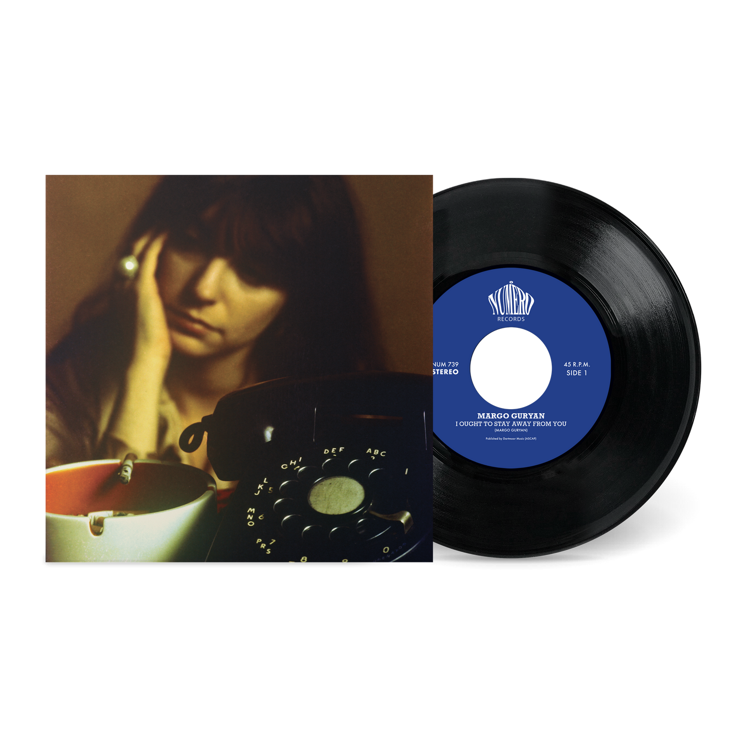 I Ought To Stay Away From You b/w Why Do I Cry vinyl record with vintage cover photo of a woman and rotary phone