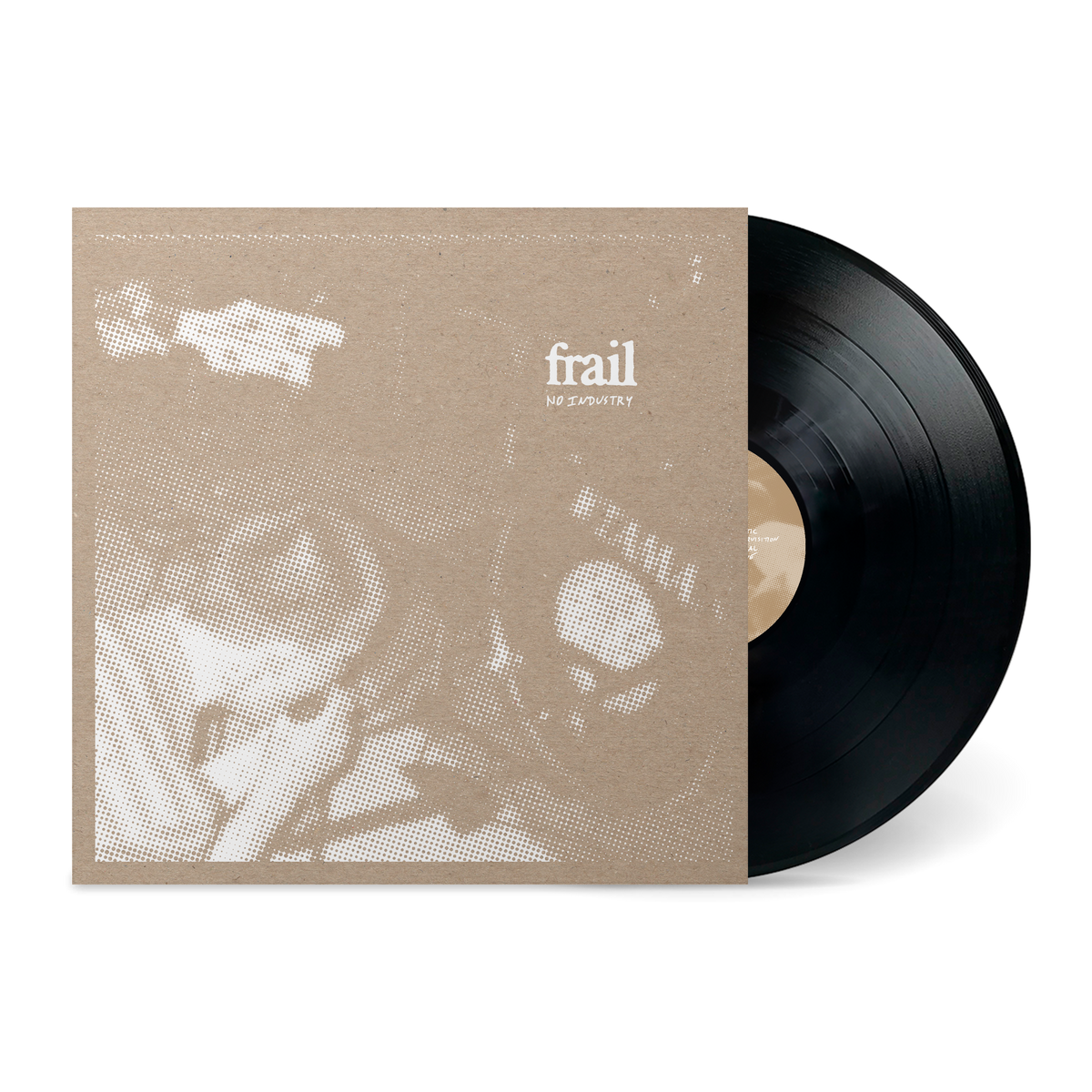 Vinyl record partially pulled from beige sleeve with blurry abstract design and No Industry text on cover titled No Industry