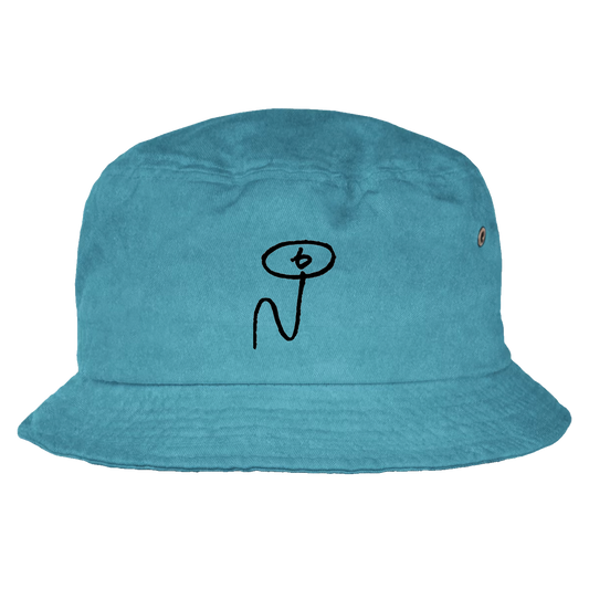 Turquoise Tommy Logo Bucket Hat with minimalist black embroidered design on front and metal eyelets on sides