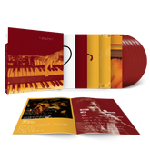 Destroy Destroy Destroy vinyl record set with maroon records, album cover featuring hands playing keyboard, and lyric booklet.