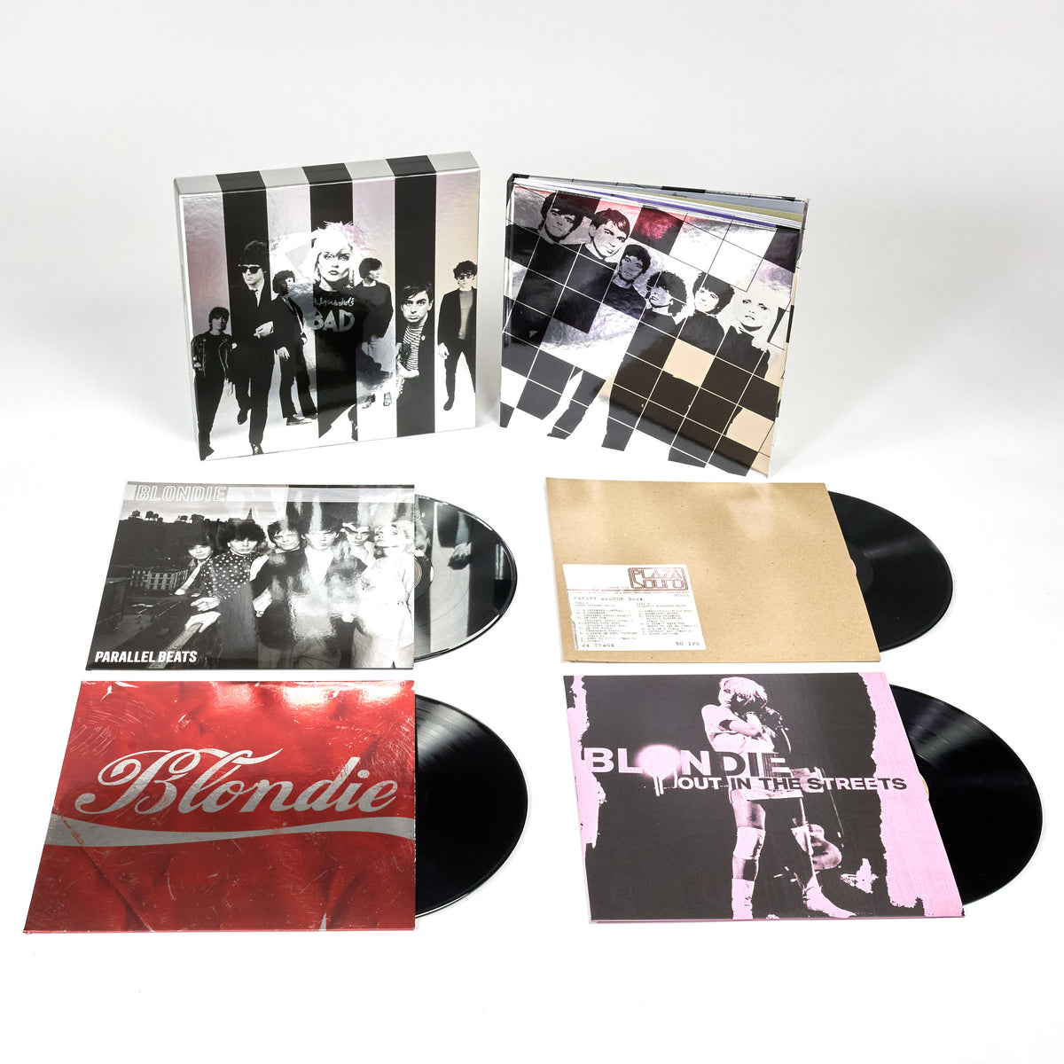 Record collection with vinyl albums displayed alongside the box set Against The Odds: 1974-1982