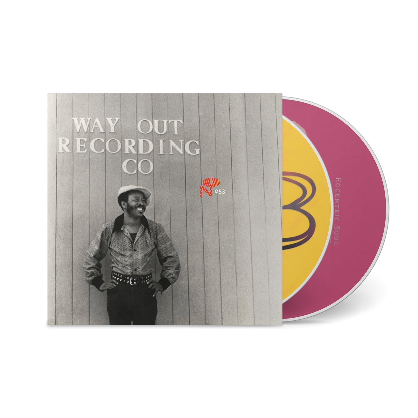 The Way Out Label CD packaging with vintage photo and colorful discs featuring Eccentric Soul series design.