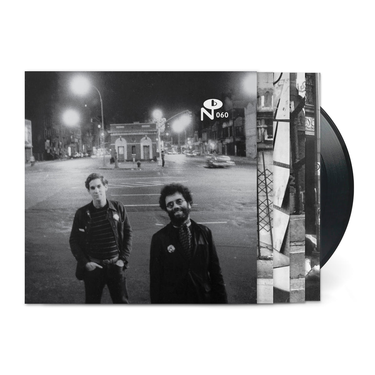 Vinyl record cover featuring two men standing in a dimly lit urban street scene titled New York, New York