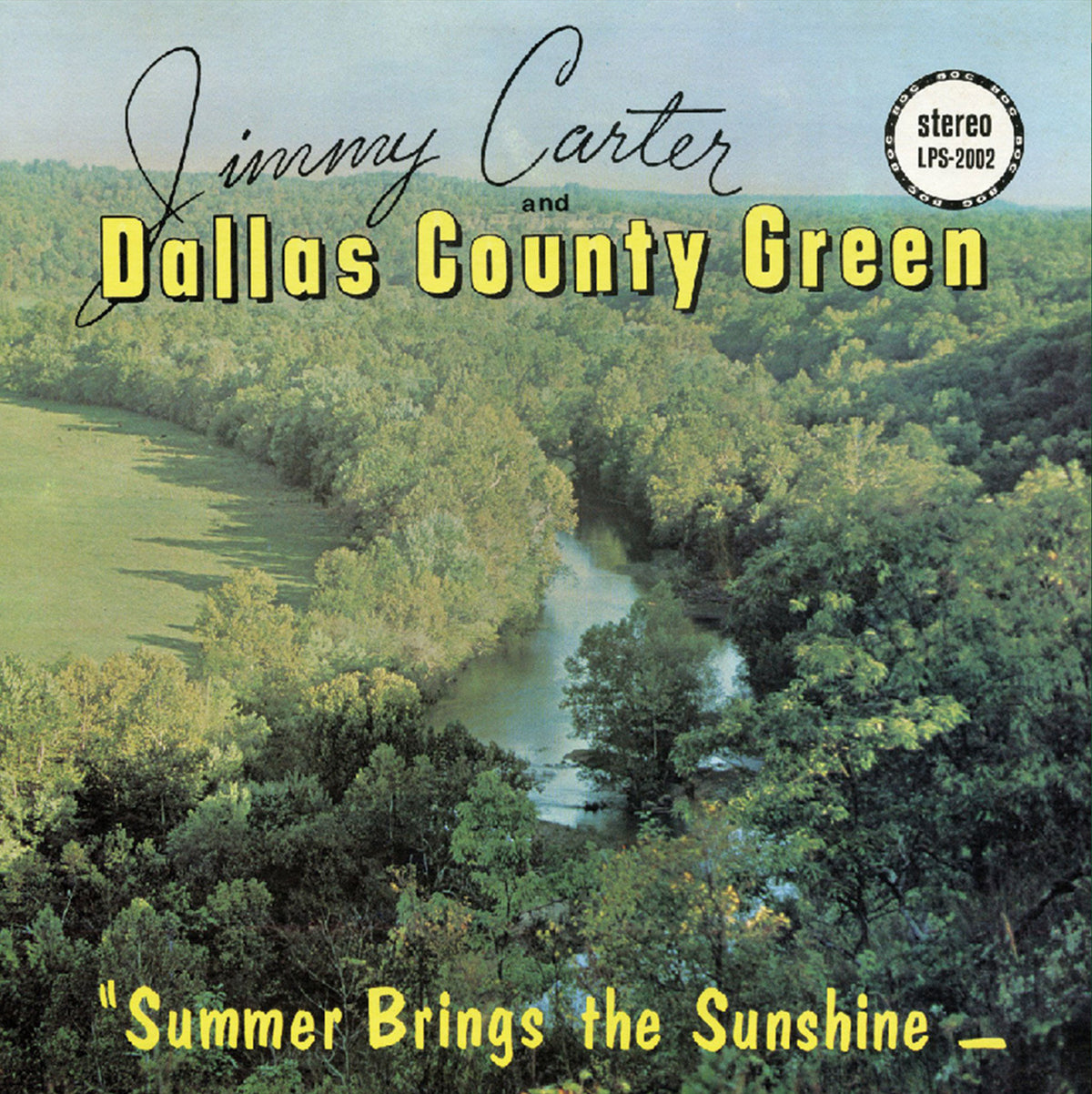 Summer Brings the Sunshine album cover featuring lush green forest and river under a clear blue sky