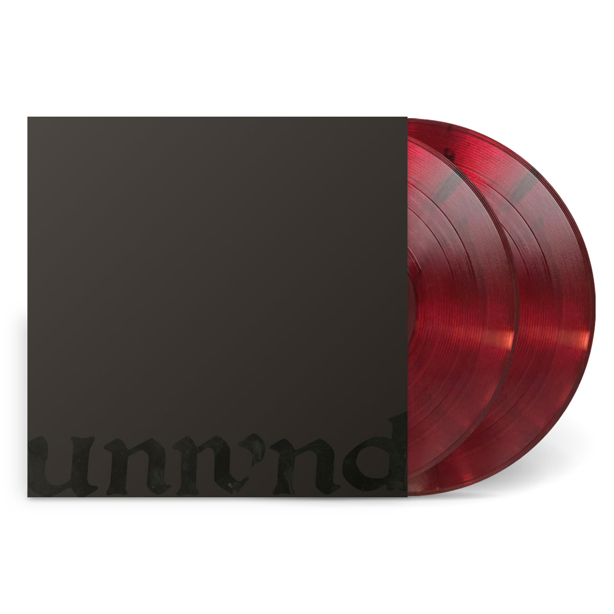 Leaves Turn Inside You vinyl record with red translucent discs partially visible in matte black sleeve