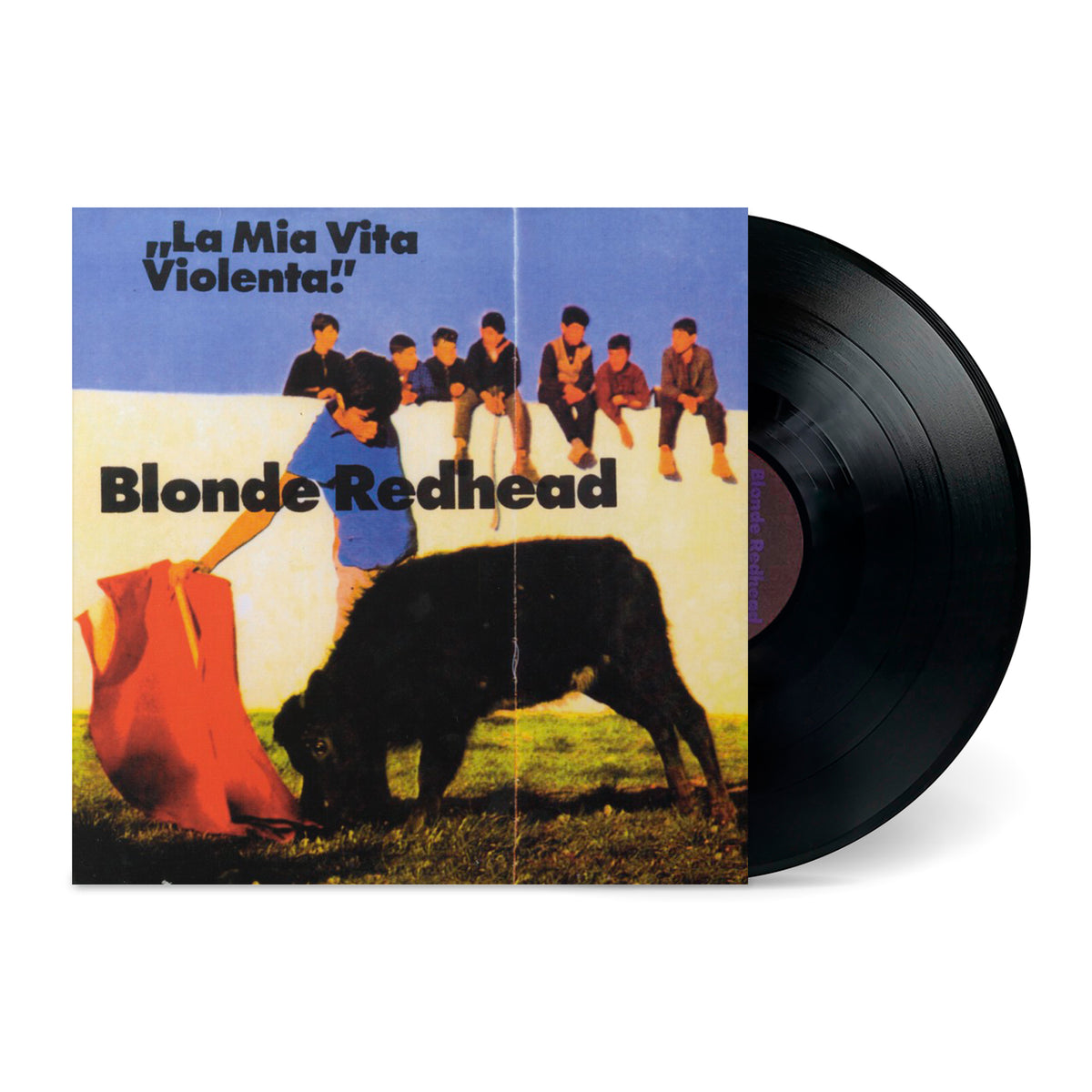 La Mia Vita Violenta vinyl record featuring cover art with a bullfighter and group sitting above the scene