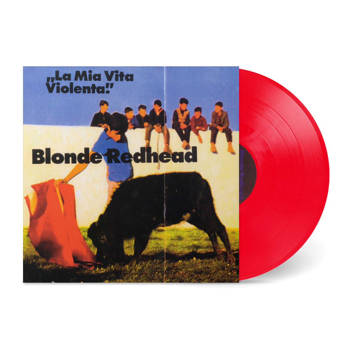 La Mia Vita Violenta vinyl record with red disc and cover featuring a matador and bull design by Blonde Redhead
