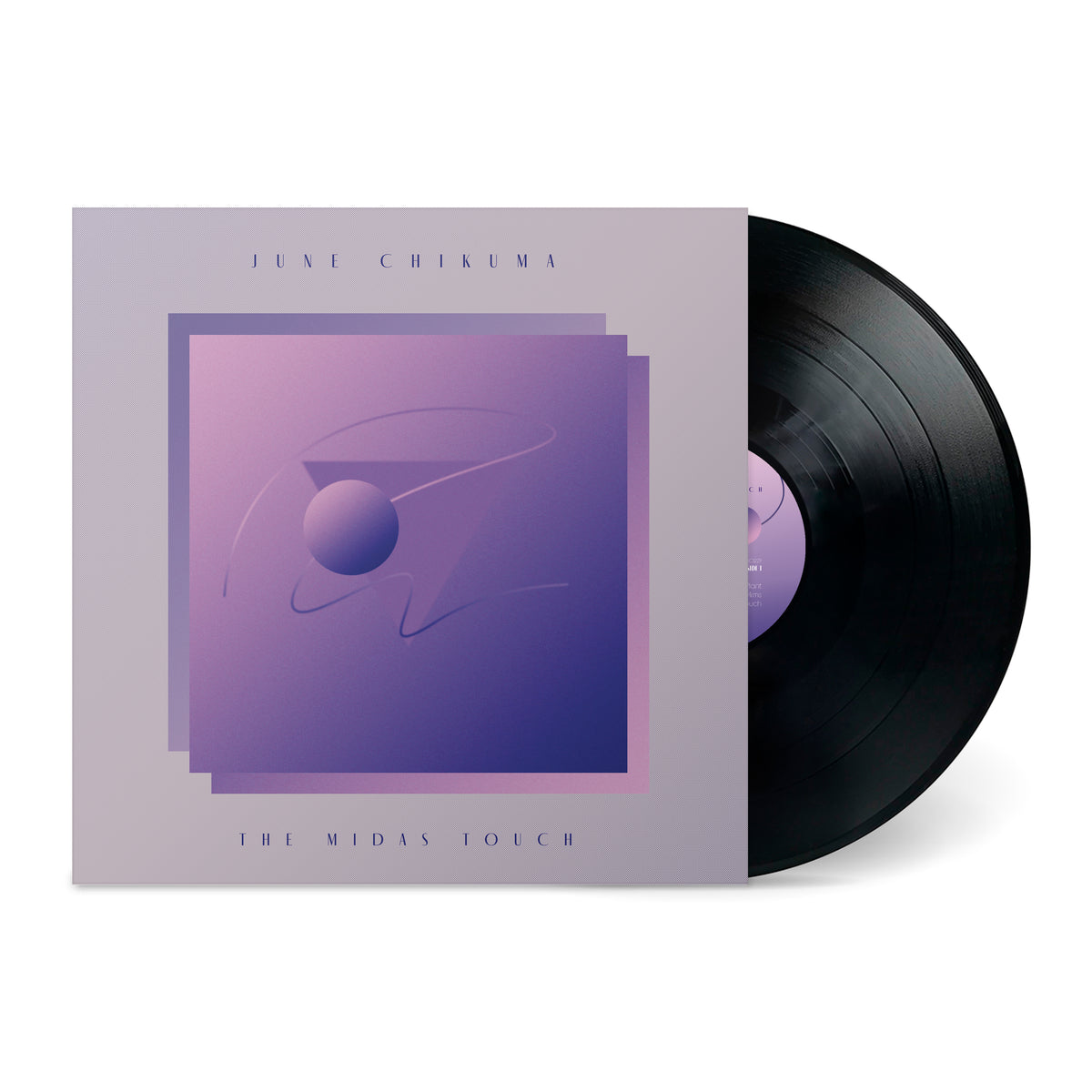 Vinyl record with purple abstract cover art titled The Midas Touch by June Chikuma, a rare grail reissue record