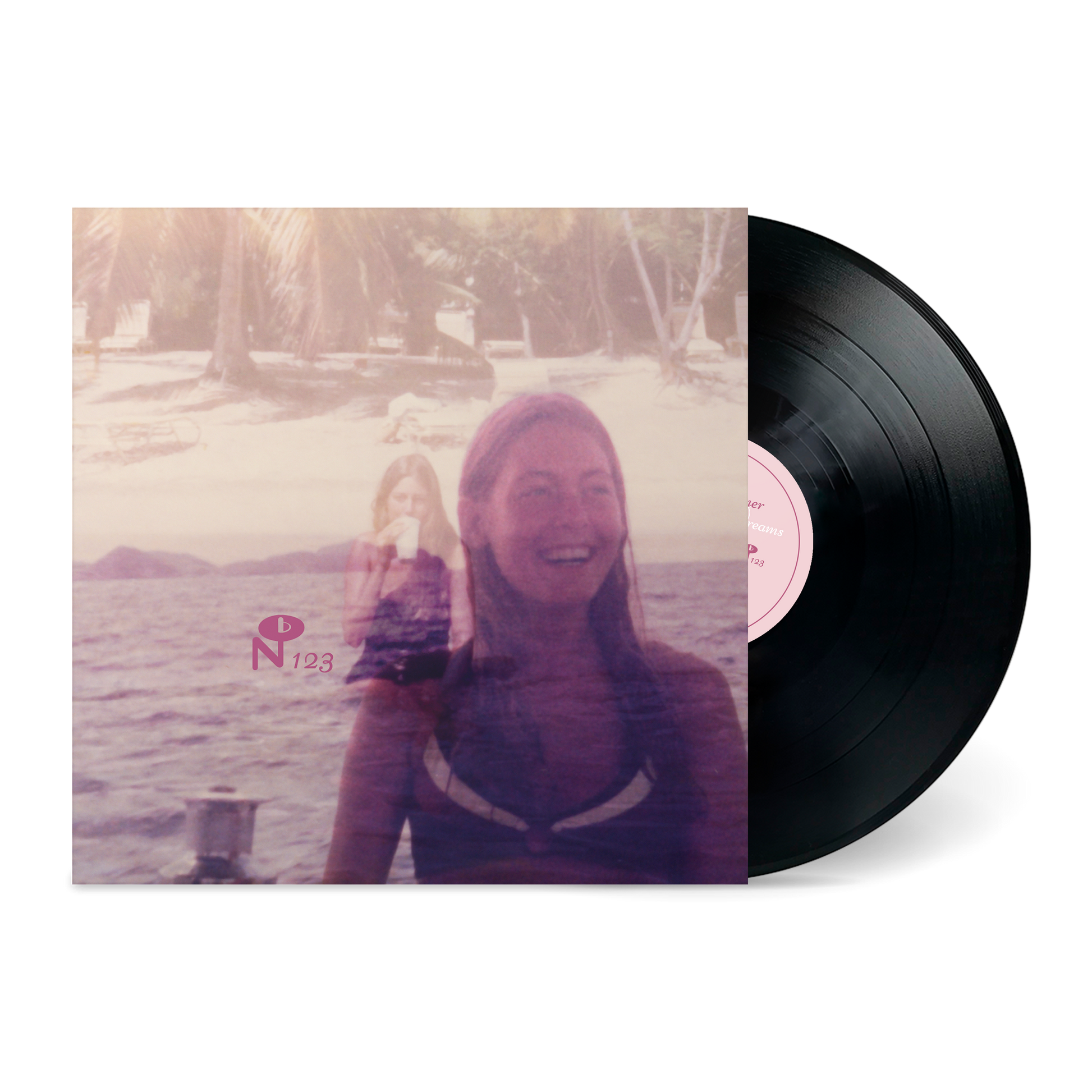 Vinyl record with cover featuring a smiling woman overlayed with a beach scene titled Lady Full Of Dreams