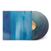 Vinyl record with a blue cover on a white background