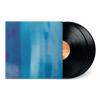 Vinyl record with a blue cover on a white background
