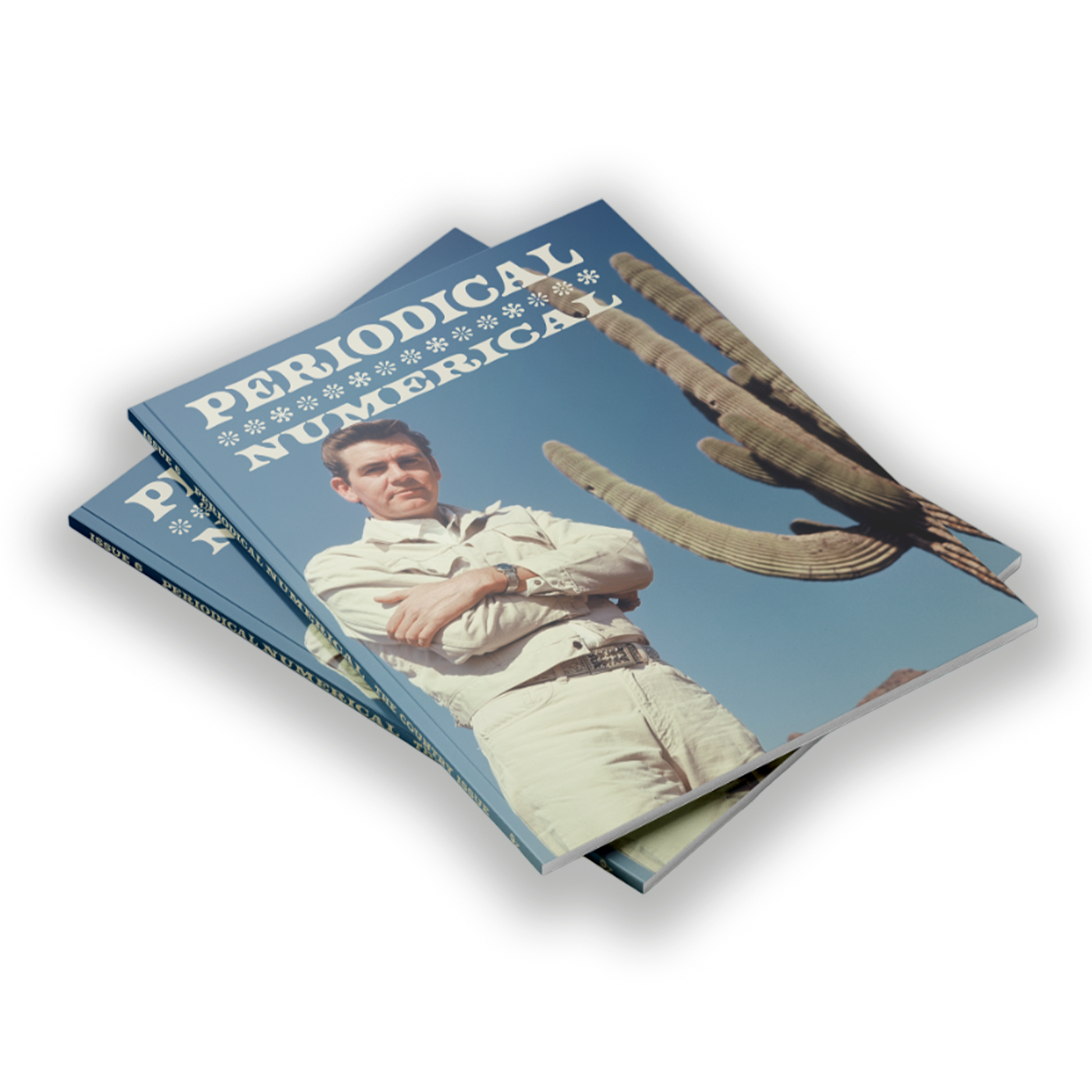 Two copies of The Country Issue magazine featuring a man standing by a large cactus against a clear blue sky