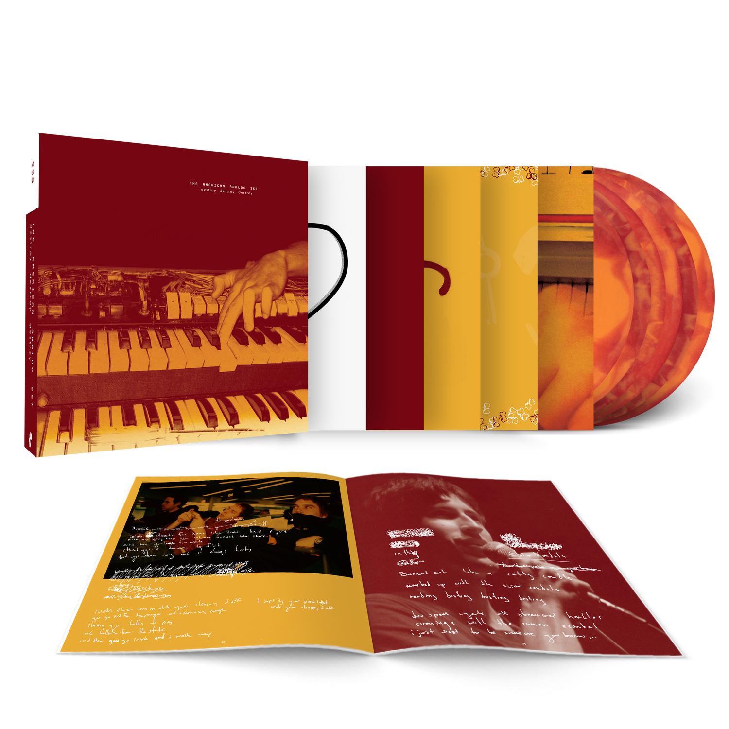 Destroy Destroy Destroy vinyl box set with marbled orange record and booklet by Numero Group records.