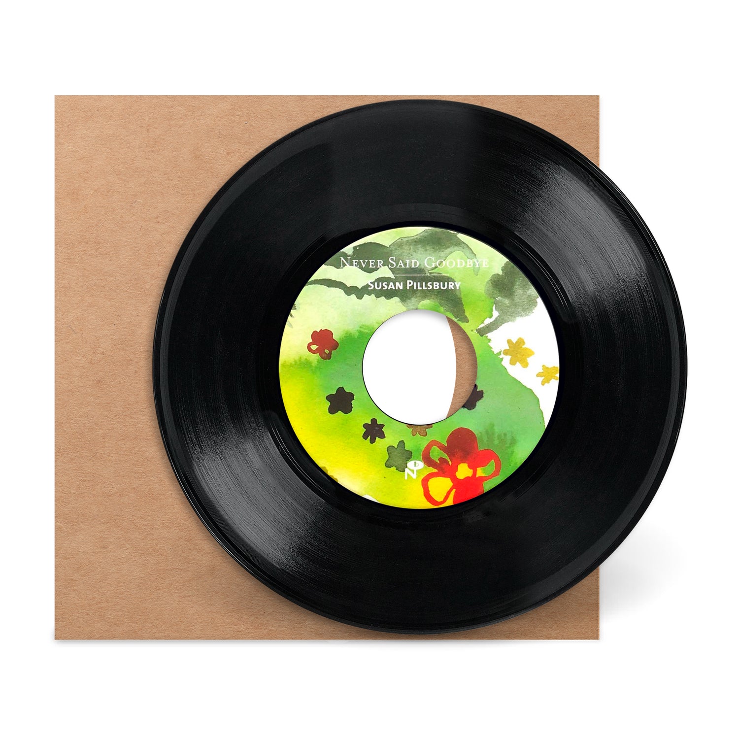 Black vinyl record with colorful floral label on kraft paper sleeve Ladies From The Canyon Bonus EP