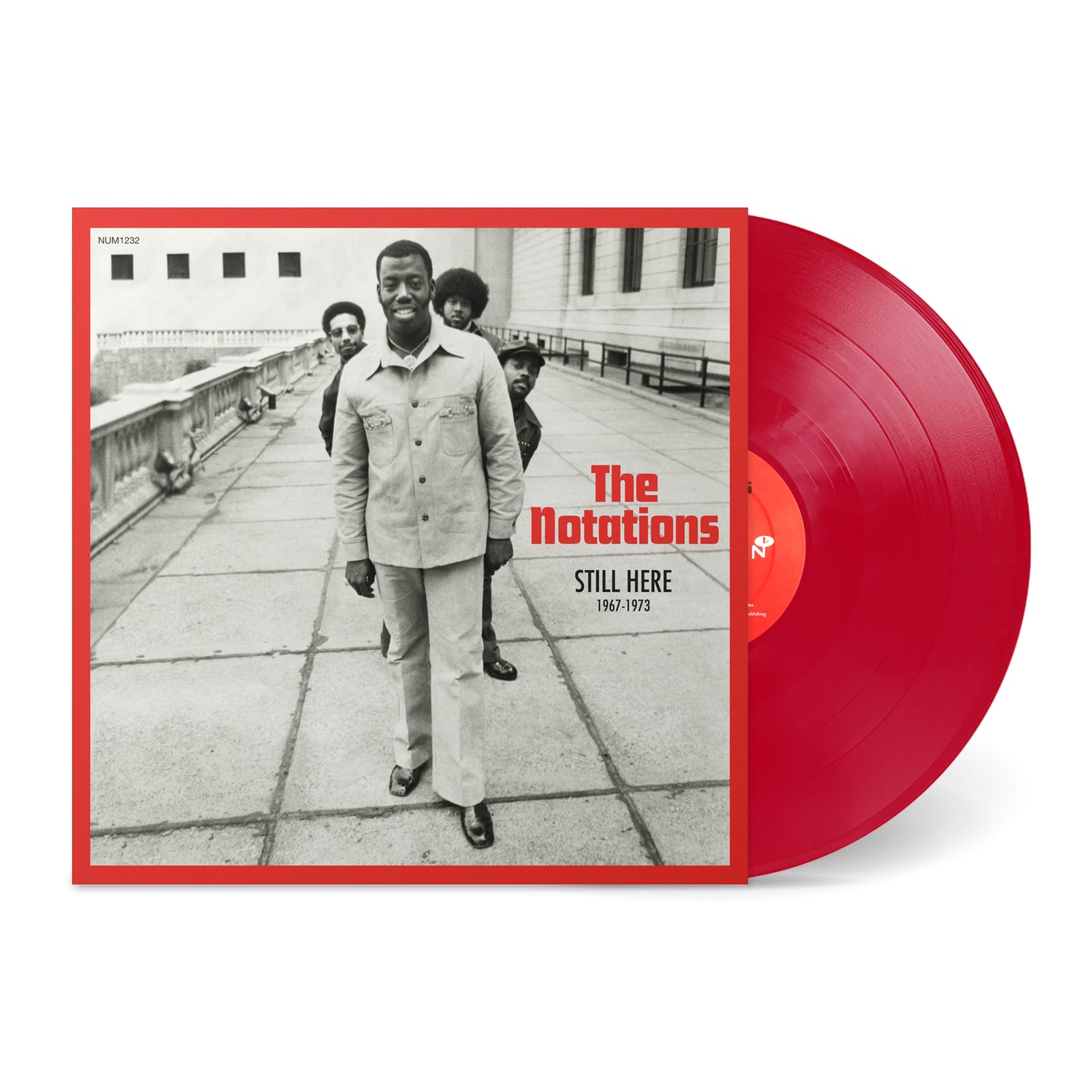Still Here: 1967-1973 vinyl record with black and white cover featuring The Notations in a red frame and red vinyl disc.