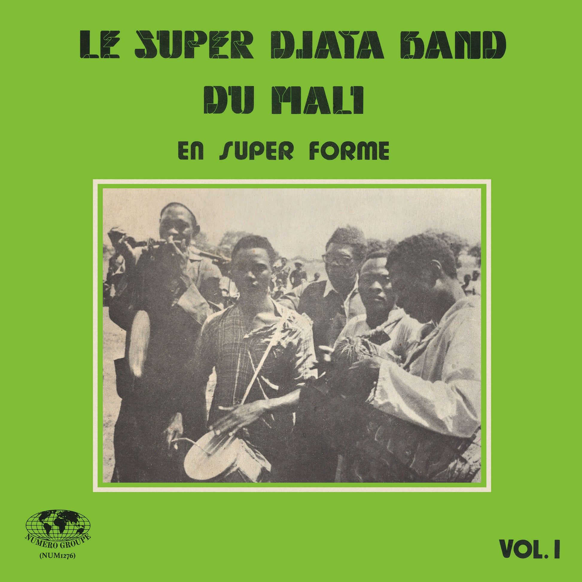 Vintage album cover with musicians playing traditional instruments for En Super Forme Vol. 1 Records release