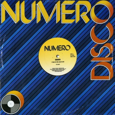 Vintage Numero disco record with a yellow label featuring the song Man For My Lady by Sabata
